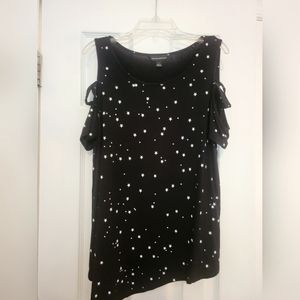 Rock & Republic asymmetrical off the shoulder shirt with stars